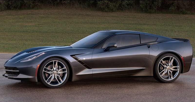 Gray Corvette Sports Car — Calm, Sunset