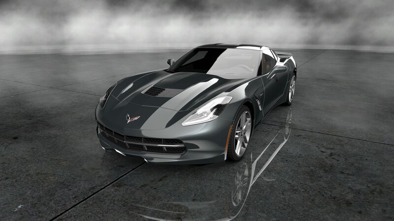 Gray Corvette Sports Car — Dramatic, 3d Render