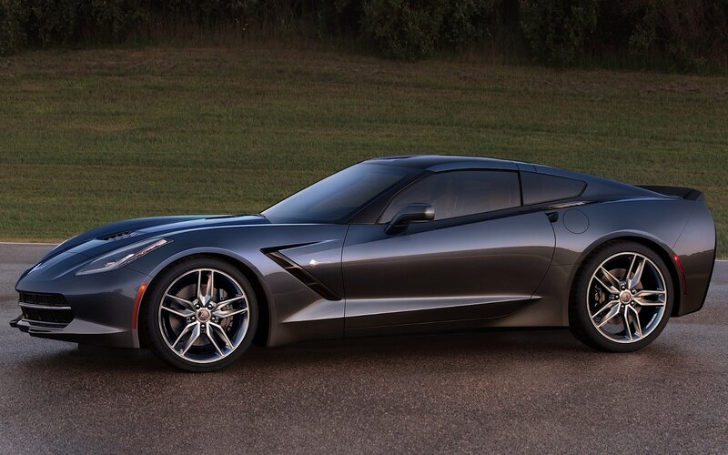 Gray Corvette Sports Car — Dramatic, Sunset