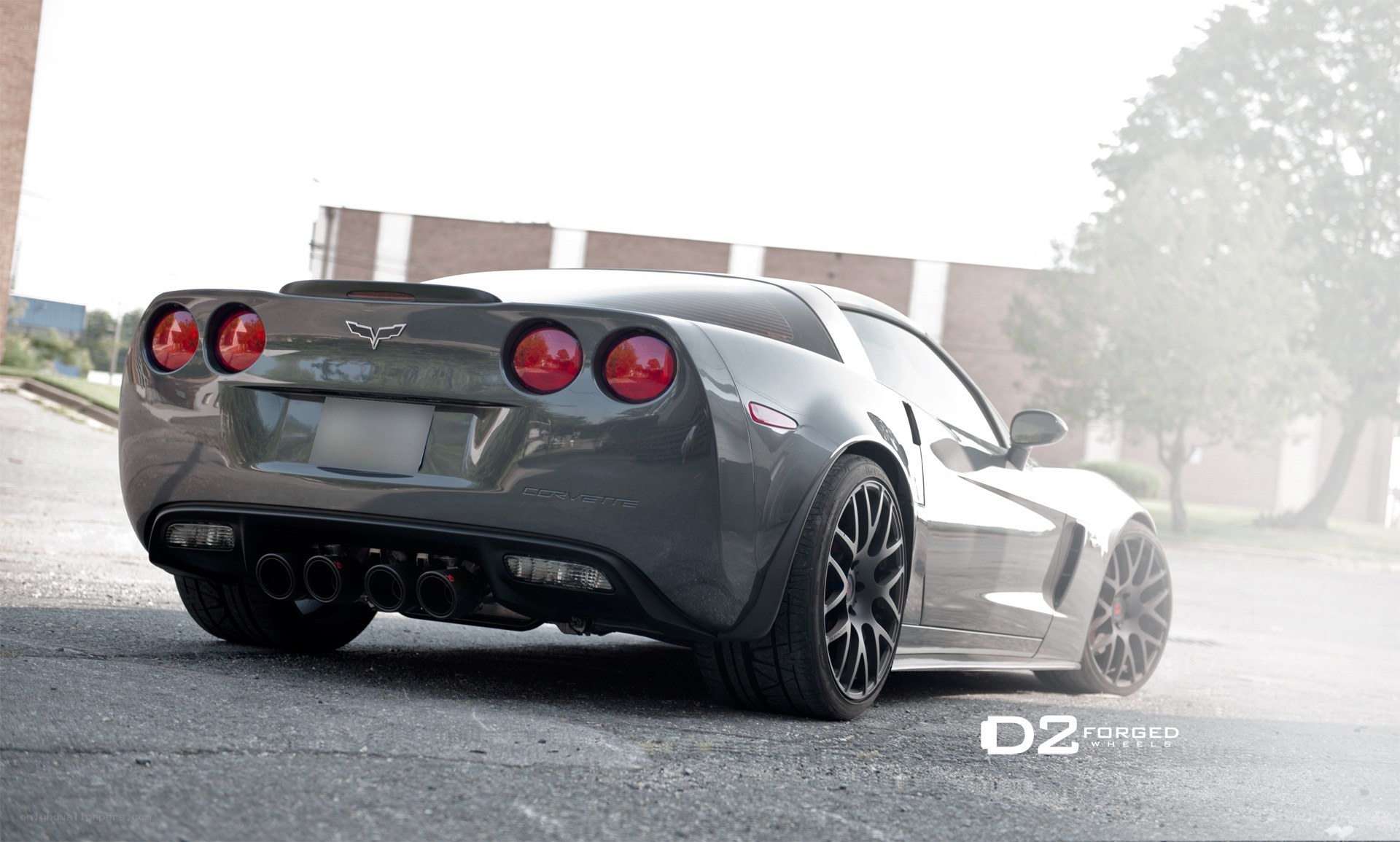 gray corvette with custom wheels