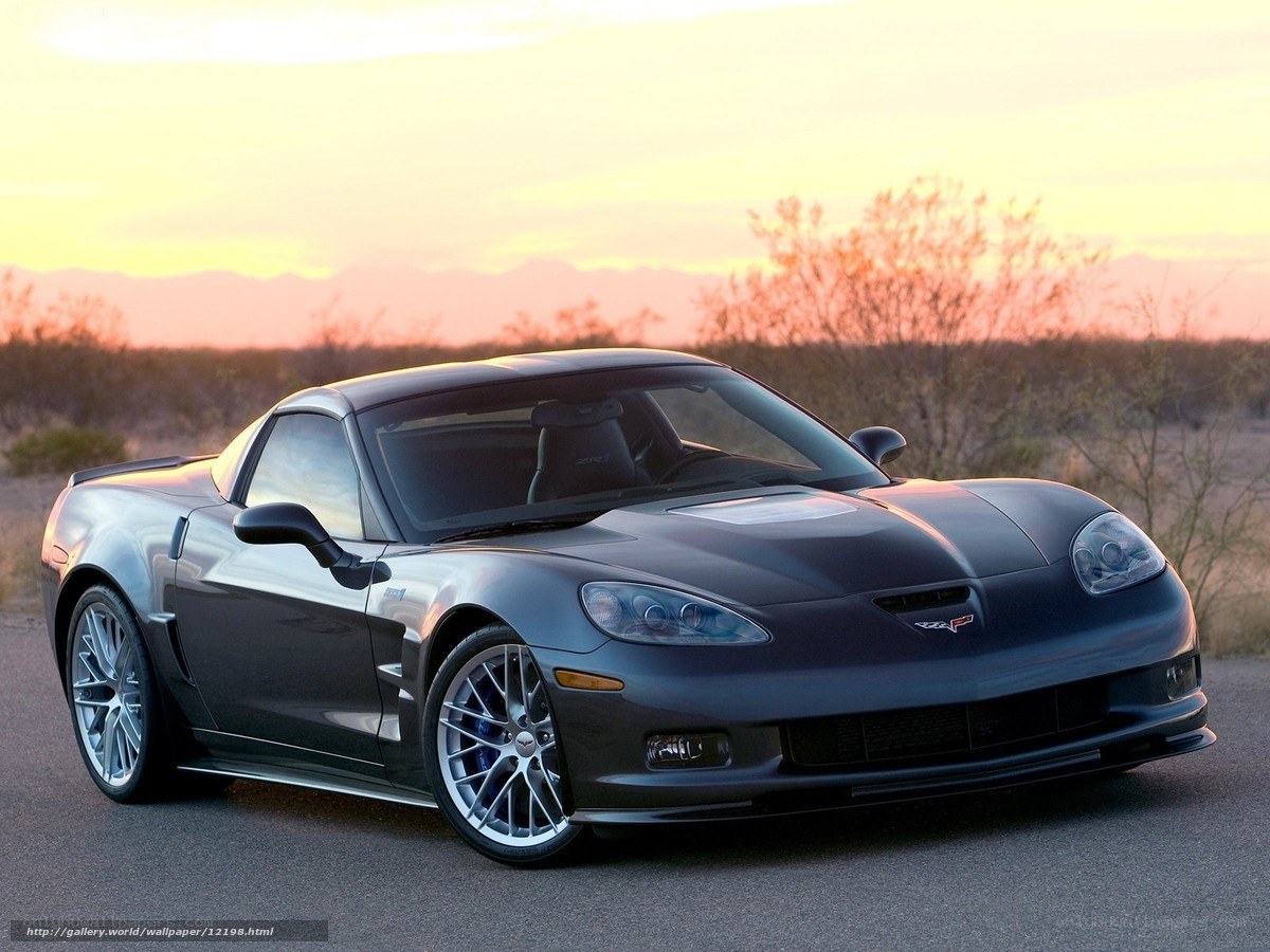 Gray Corvette ZR1 at sunset