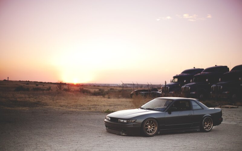 Gray Coupe Car — Serene, Sunset