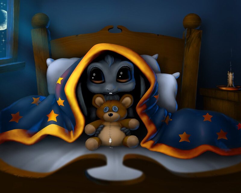 Gray Creature in Bed — Blue