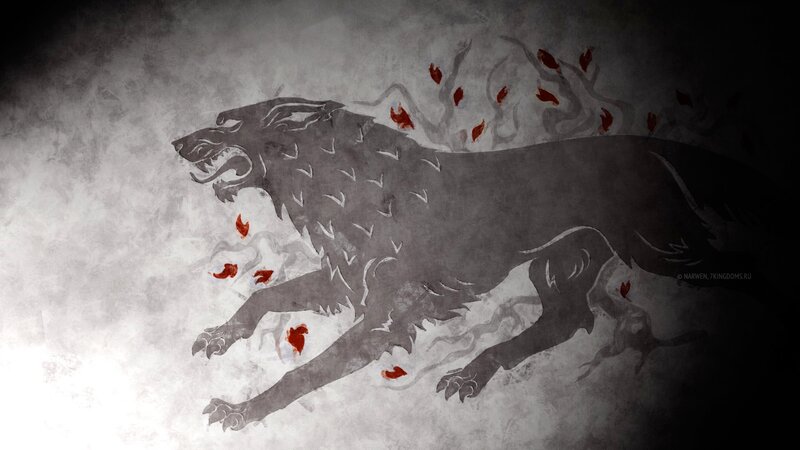 Gray Direwolf with Red Leaves