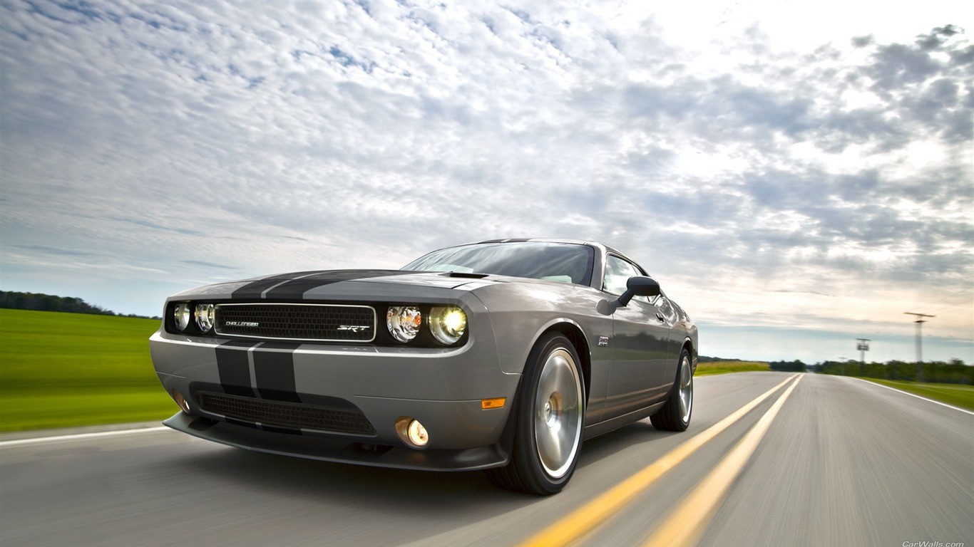 gray dodge challenger on road