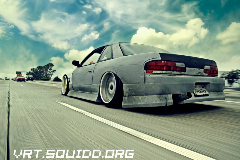 gray drift car on highway