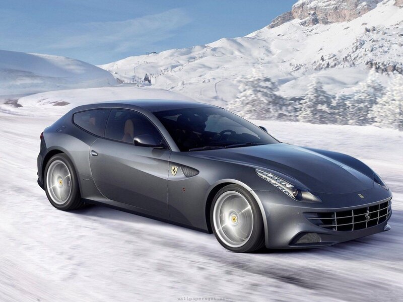 Gray Ferrari Car — Dynamic, Winter, Photograph