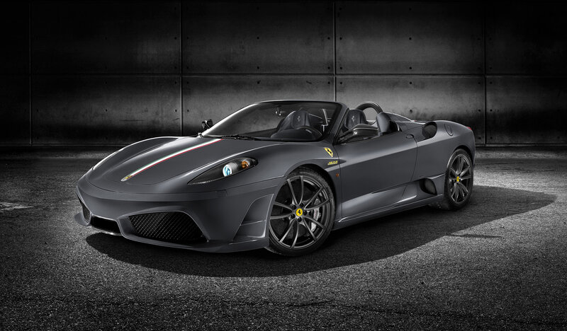 Gray Ferrari Convertible — Dramatic, Photograph, Car, Wall, Tire