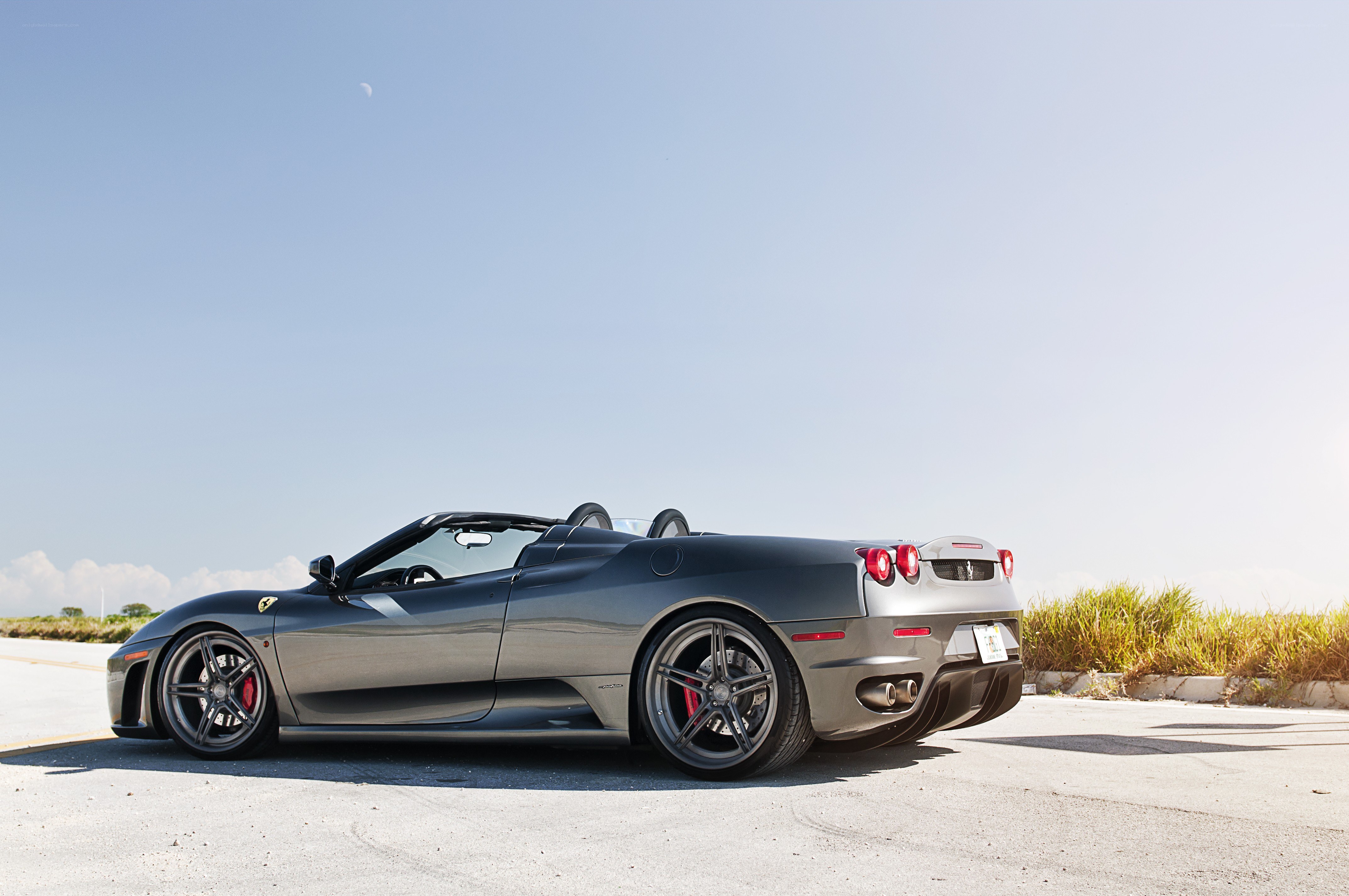 Gray Ferrari convertible on road