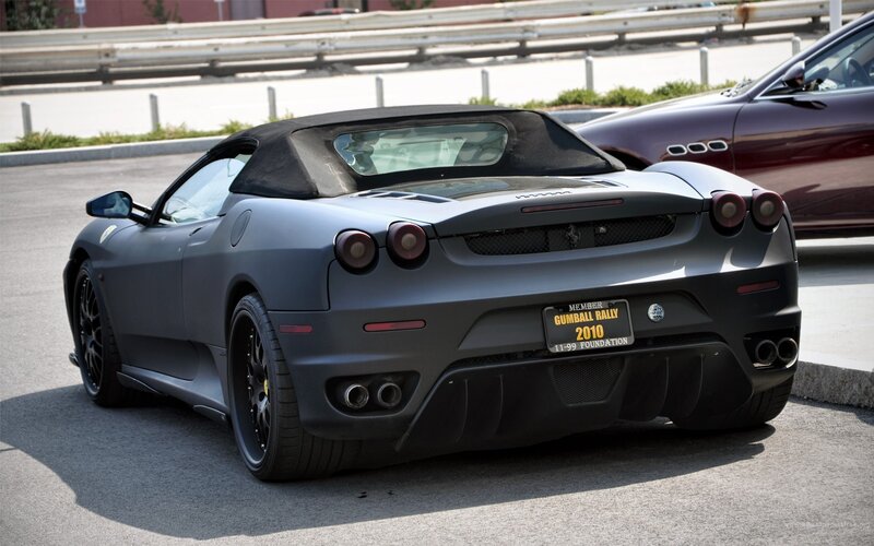 Gray Ferrari convertible rear view