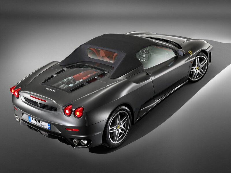 Gray Ferrari convertible sports car