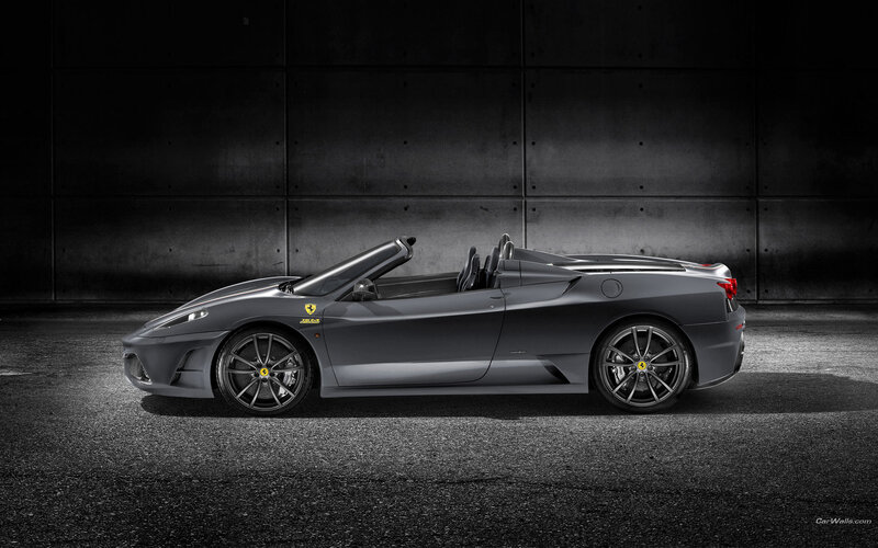 Gray Ferrari convertible sports car