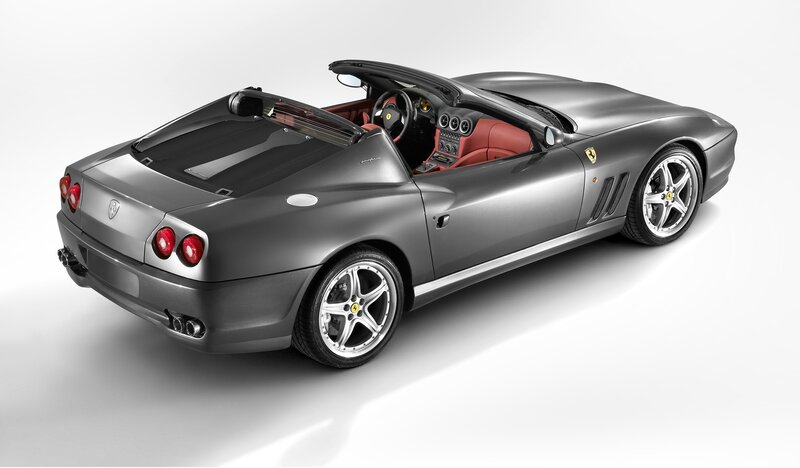Gray Ferrari convertible sports car