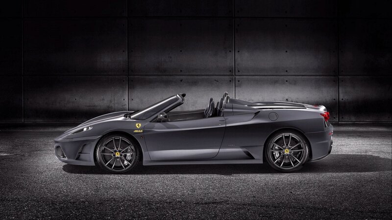 Gray Ferrari convertible sports car