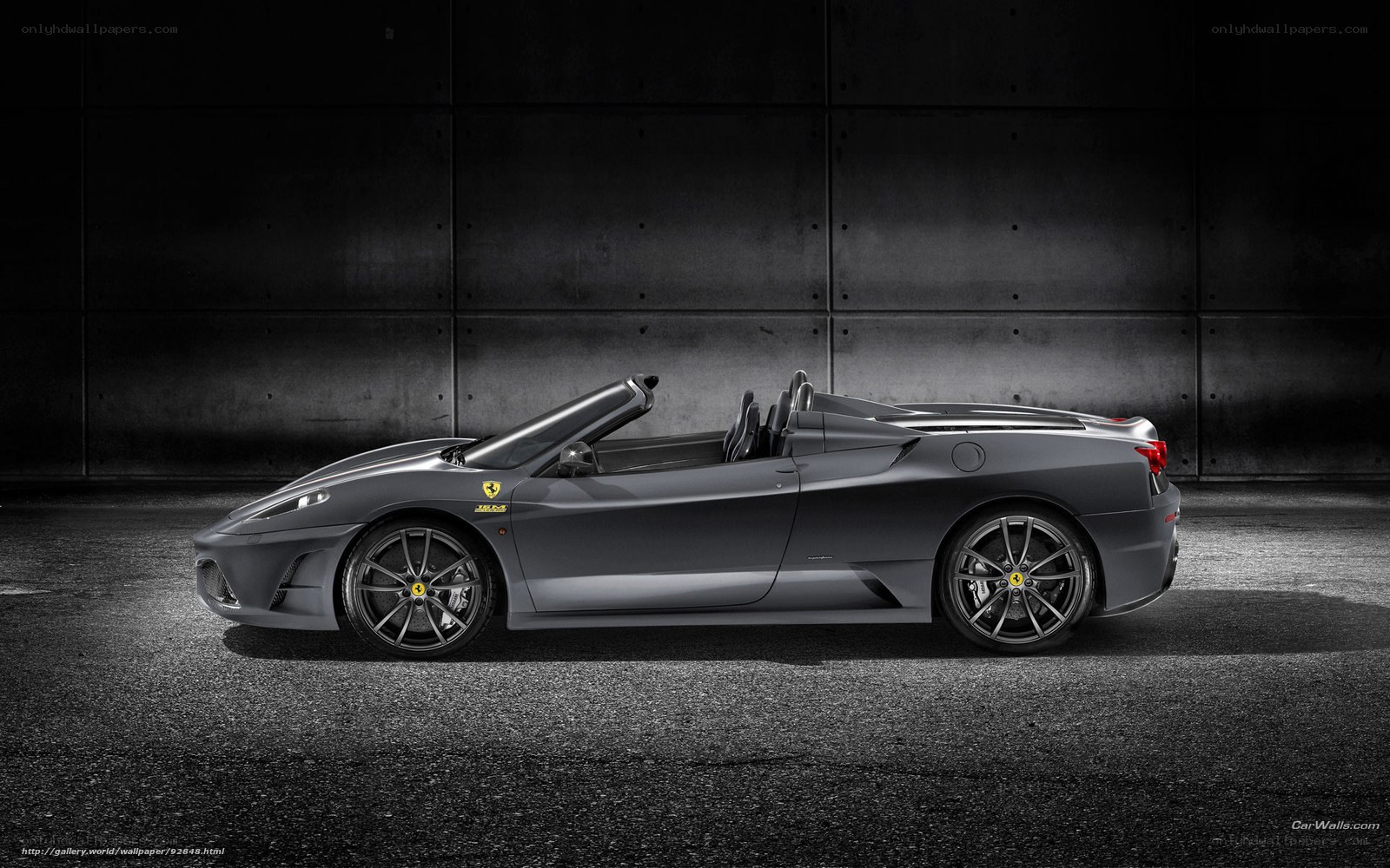 Gray Ferrari convertible sports car