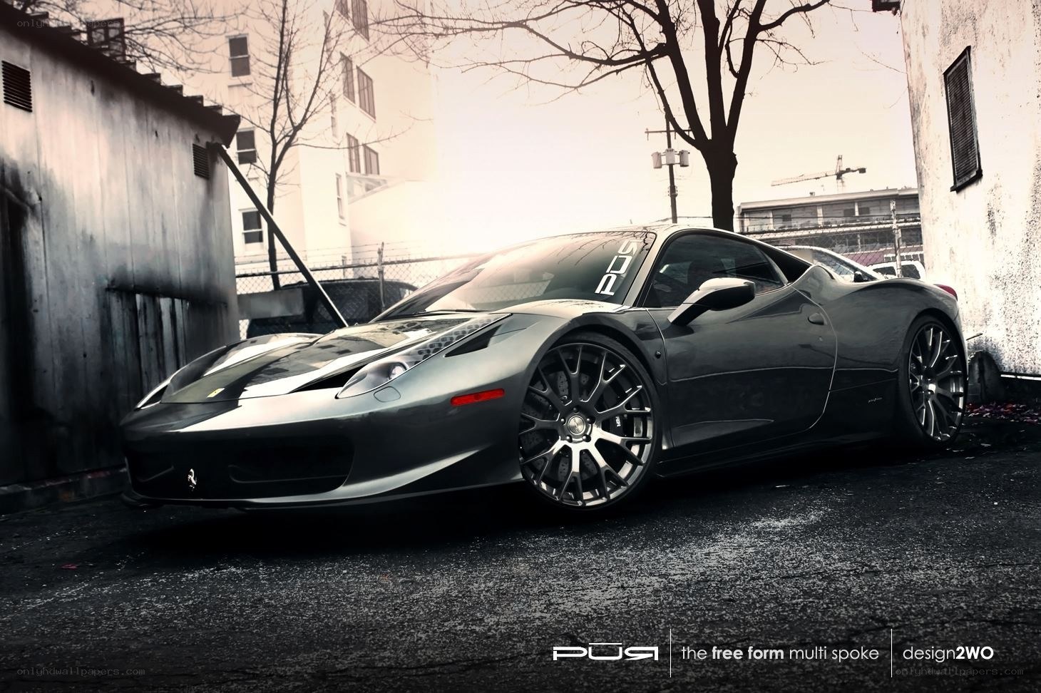 gray ferrari in alley