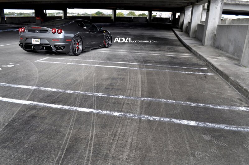 Gray Ferrari in Parking Garage — Dramatic, Afternoon