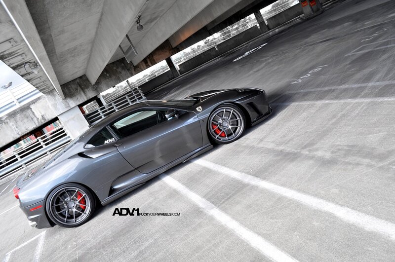 Gray Ferrari in Parking Garage — Dramatic