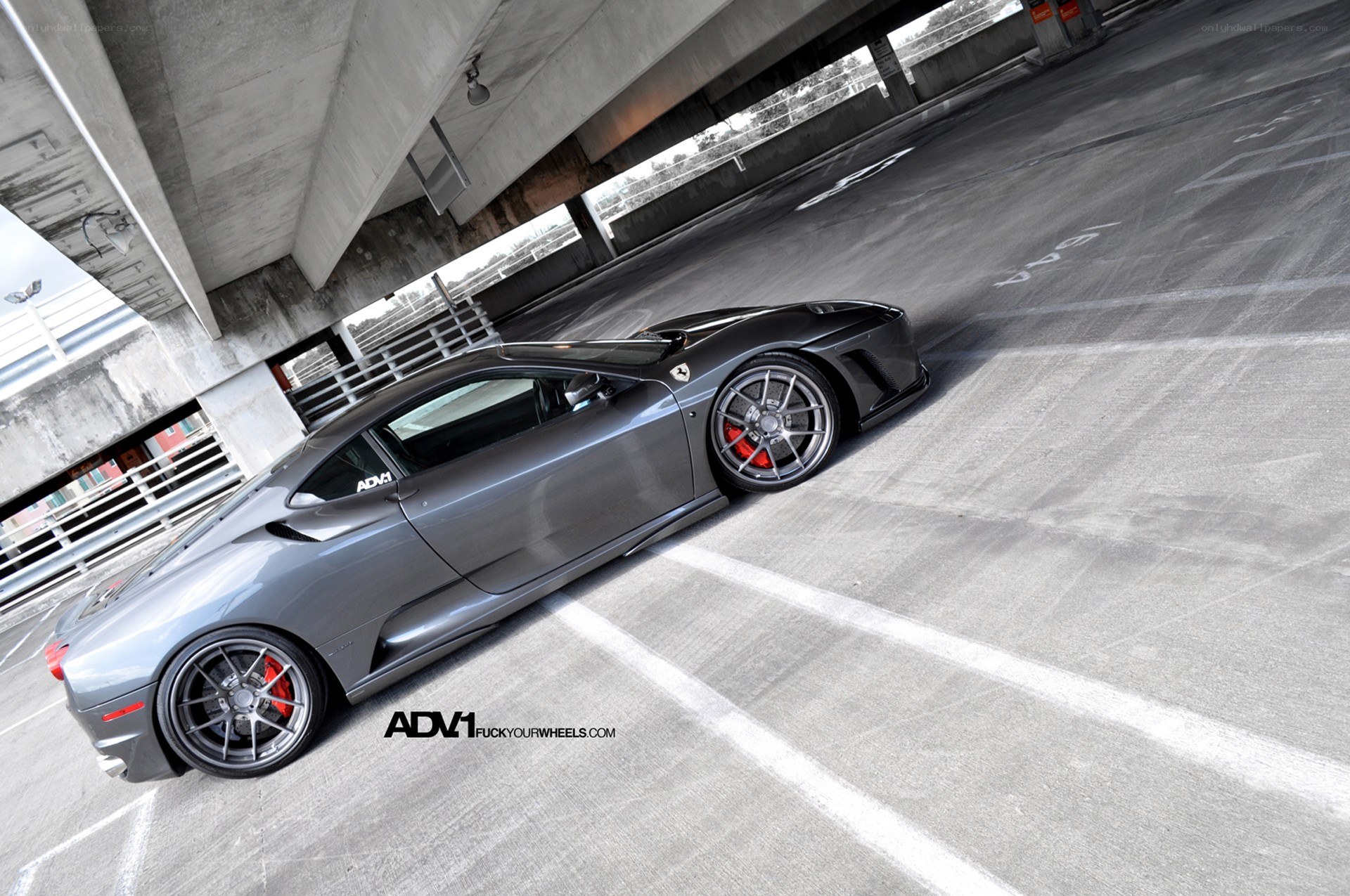 Gray Ferrari in Parking Garage