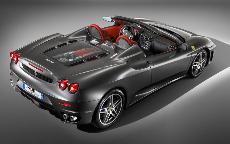 Gray Ferrari Spider — Dramatic
