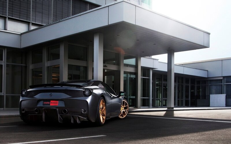 Gray Ferrari Sports Car — Dramatic, Afternoon, Photograph, Building