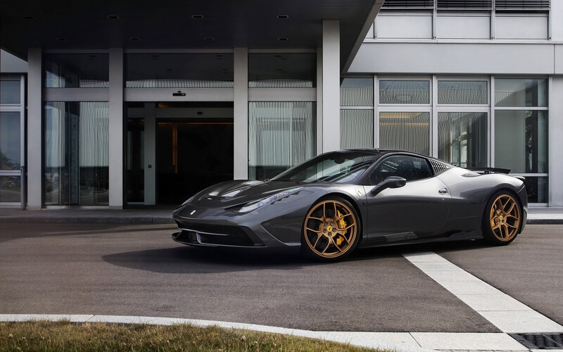 Gray Ferrari Sports Car — Dramatic, Afternoon, Photograph