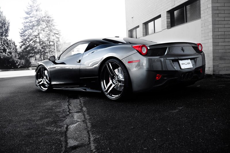Gray Ferrari Sports Car — Dramatic, Photograph, Building, Trees
