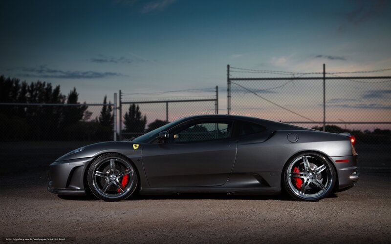 Gray Ferrari Sports Car — Dramatic, Sunset