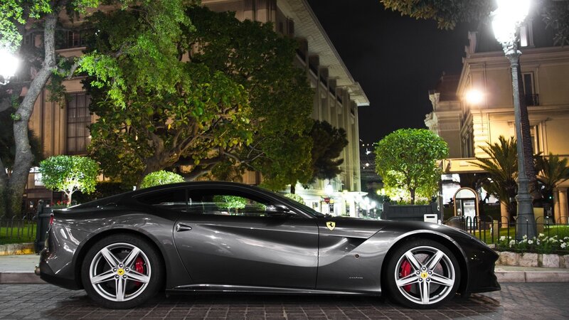 Gray Ferrari Sports Car — Dramatic