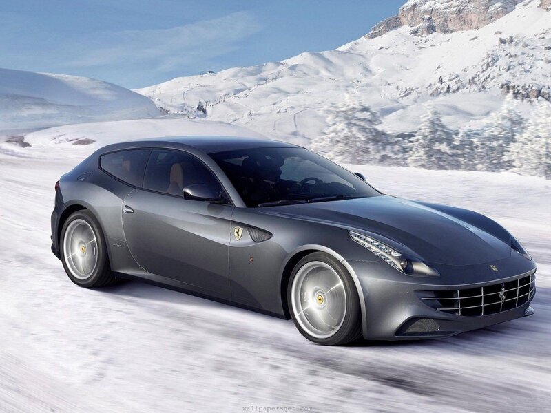 Gray Ferrari Sports Car — Dynamic, Winter