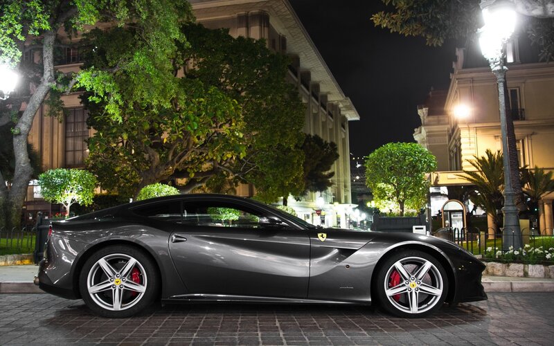Gray Ferrari Sports Car — Serene, Night