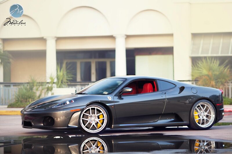 Gray Ferrari with custom wheels