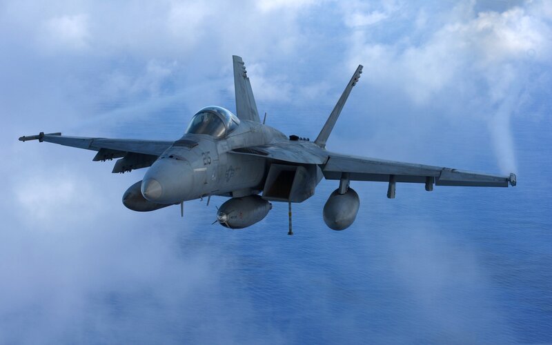 Gray Fighter Jet — Blue, Dramatic