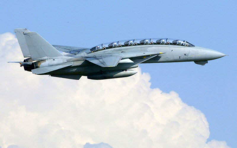 Gray Fighter Jet in Flight — Dramatic, Afternoon