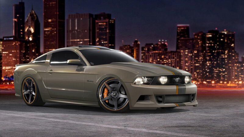 Gray Ford Mustang — Dramatic, Night
