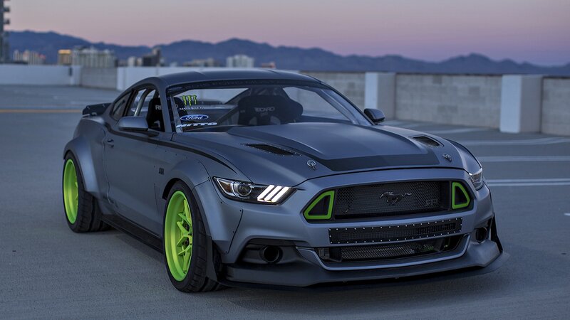 Gray Ford Mustang — Dramatic, Sunset, Photograph, Mountains
