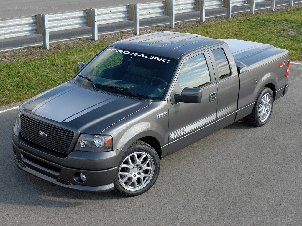 gray ford racing pickup truck