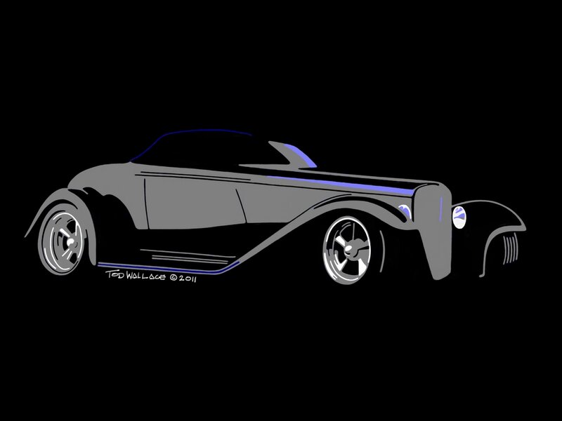 Gray Hot Rod Car — Black