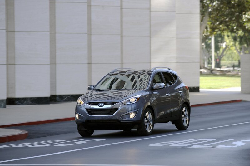 Gray Hyundai Tucson on city street