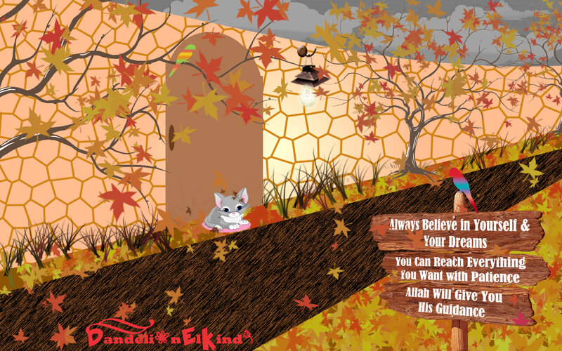 Gray Kitten in Autumn