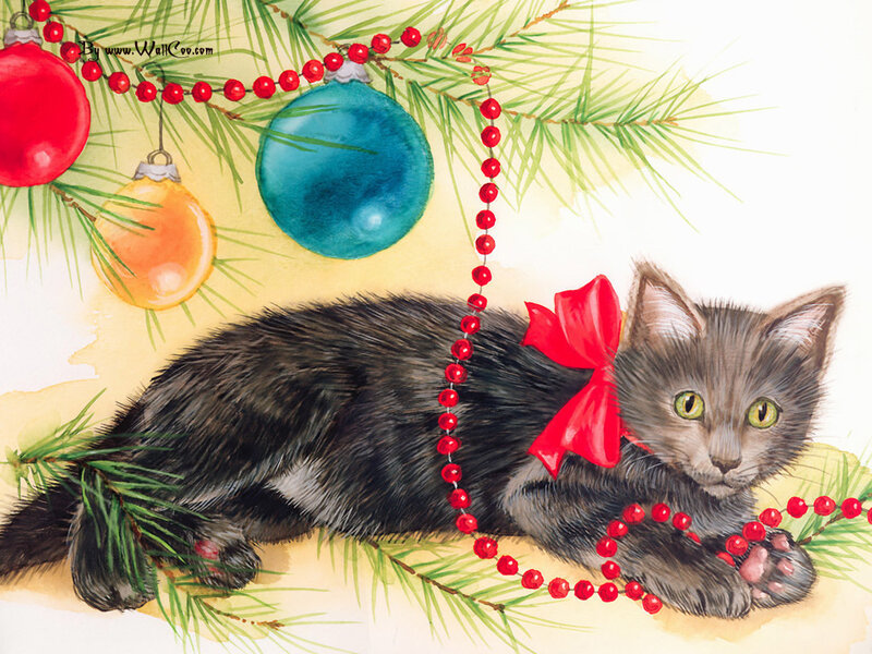 Gray Kitten with Bow
