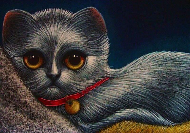 Gray Kitten with Red Collar