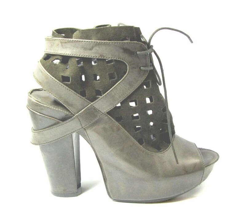 gray lace-up bootie