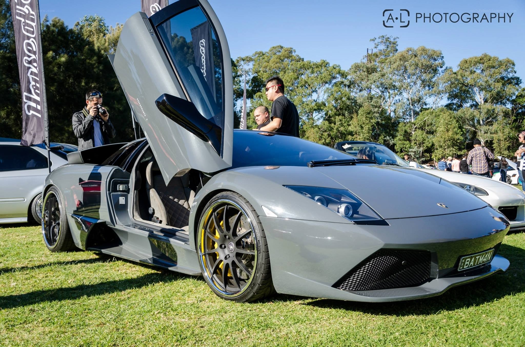 Gray Lamborghini at car show