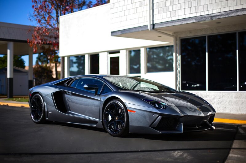 Gray Lamborghini Aventador — Dramatic, Afternoon