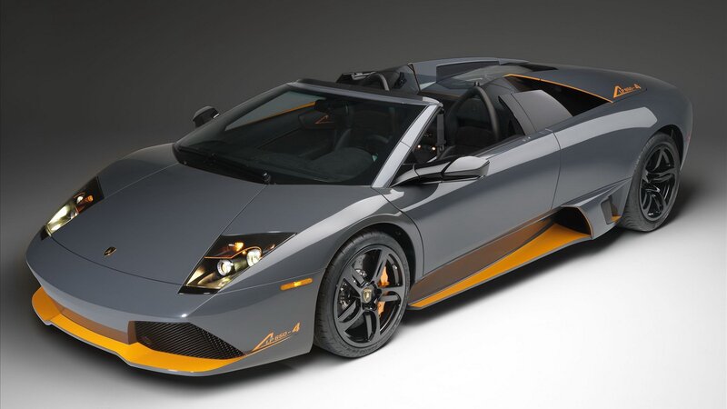 Gray Lamborghini convertible