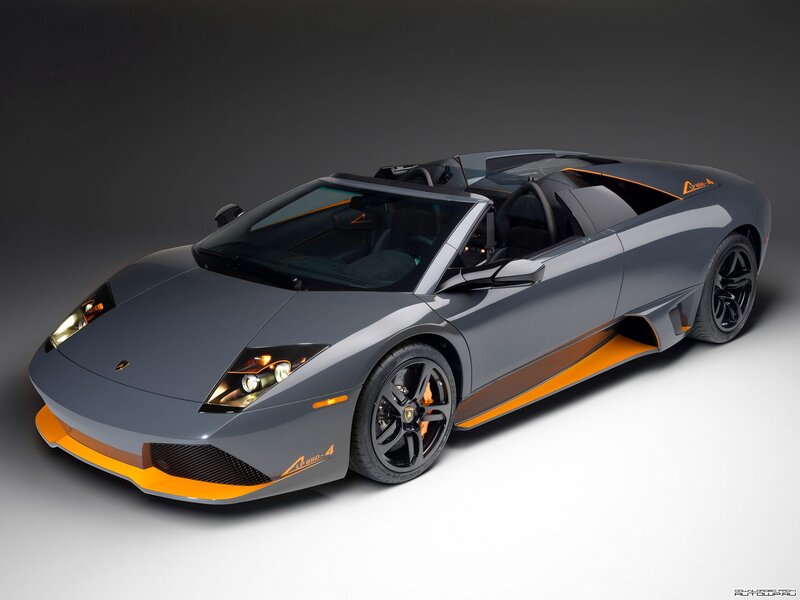 Gray Lamborghini Convertible — Dramatic, Photograph, Car, Orange Accents