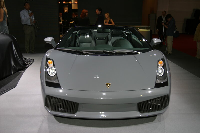 Gray Lamborghini Gallardo on display