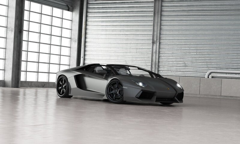 Gray Lamborghini in warehouse