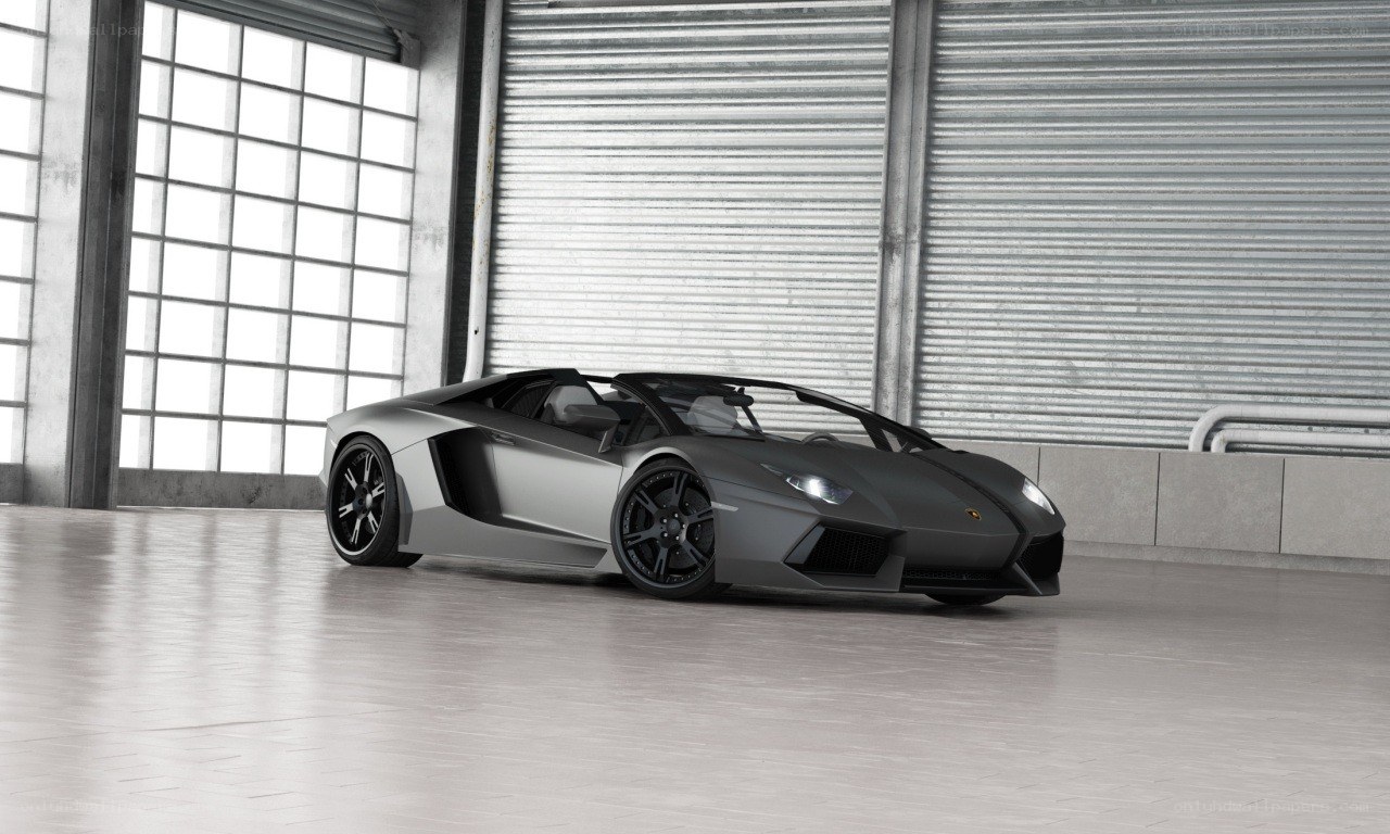 Gray Lamborghini in warehouse